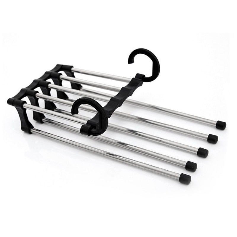 Multi-function Pants Hanger 5 Tier Portable Stainless Steel Pants Racks, Trousers Hanger & Clothing Storage Organization