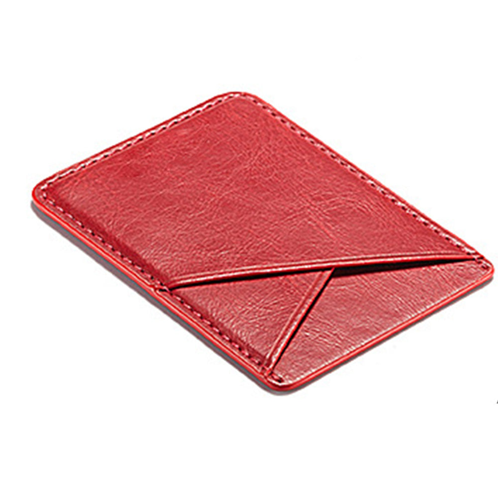 Double-deck Back Pocket Leather Phone Stick- On & Mini Solid Phone Card Holder