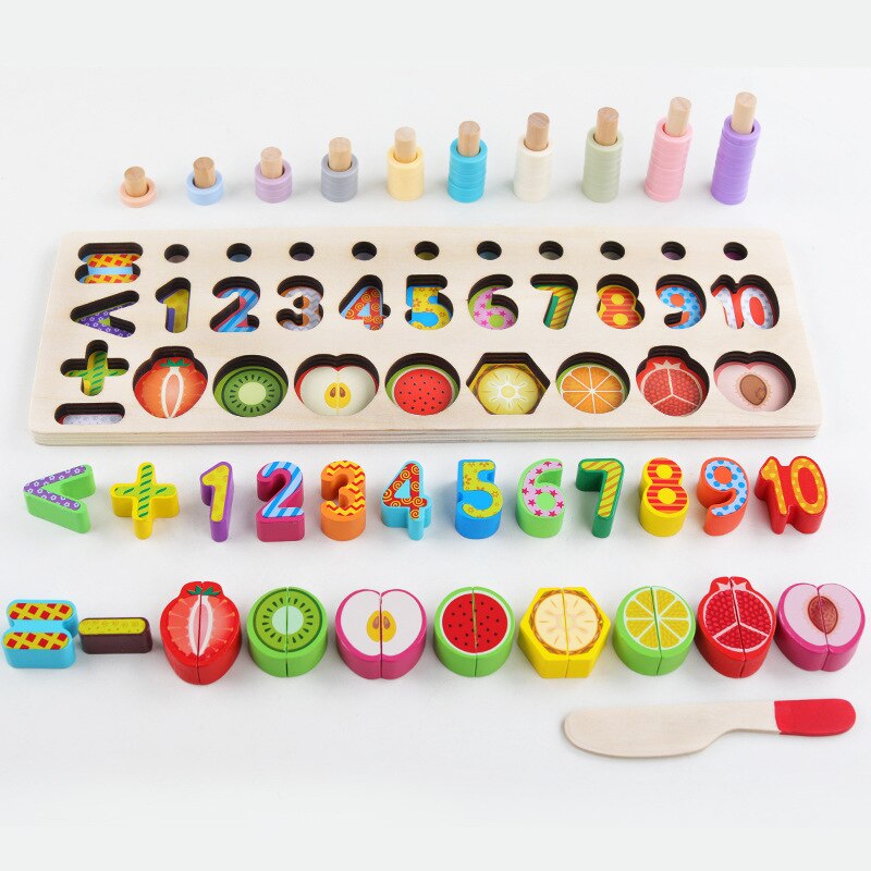 Montessori Educational Wooden Toys Geometric Shape Cognition Puzzle Toys Math Toys Early Educational Toys for Children