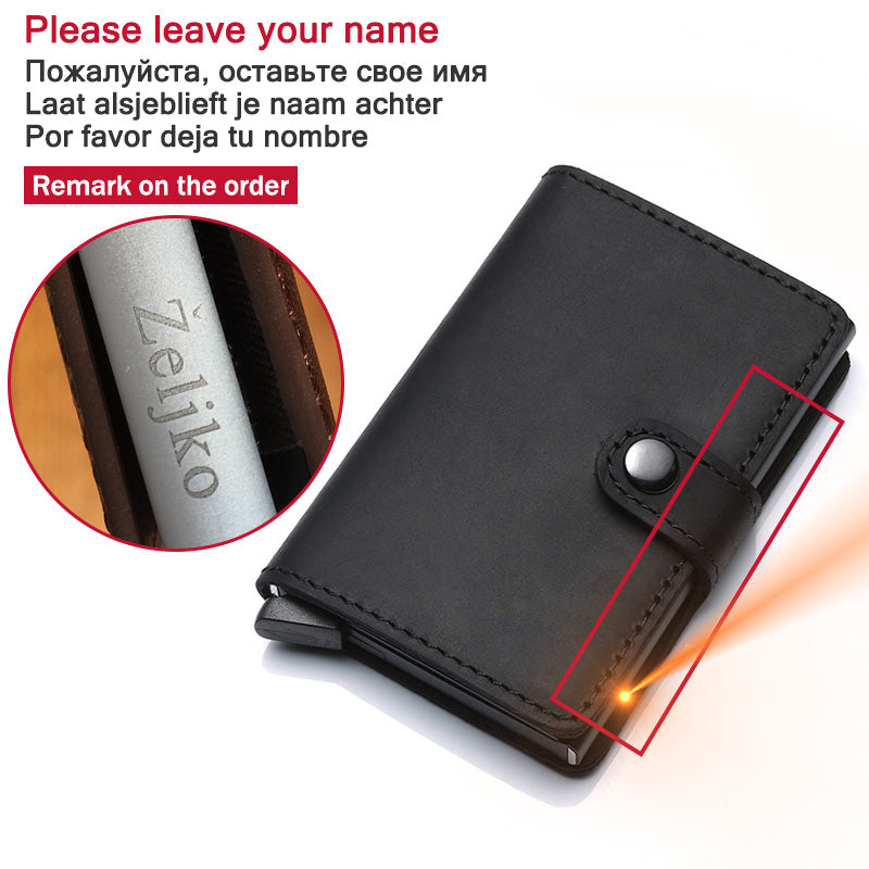 Genuine Leather Men's Business Wallet, ID Card & Credit Card Holder