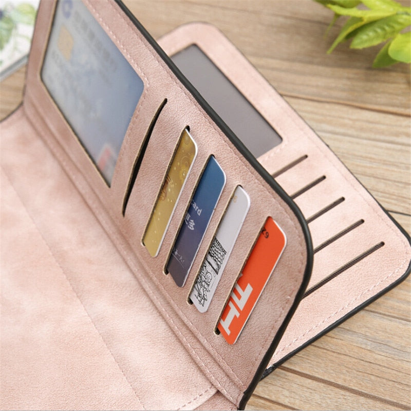 Women's Scrub Leather Wallet Brand Coin Purse & Snap Card Holder