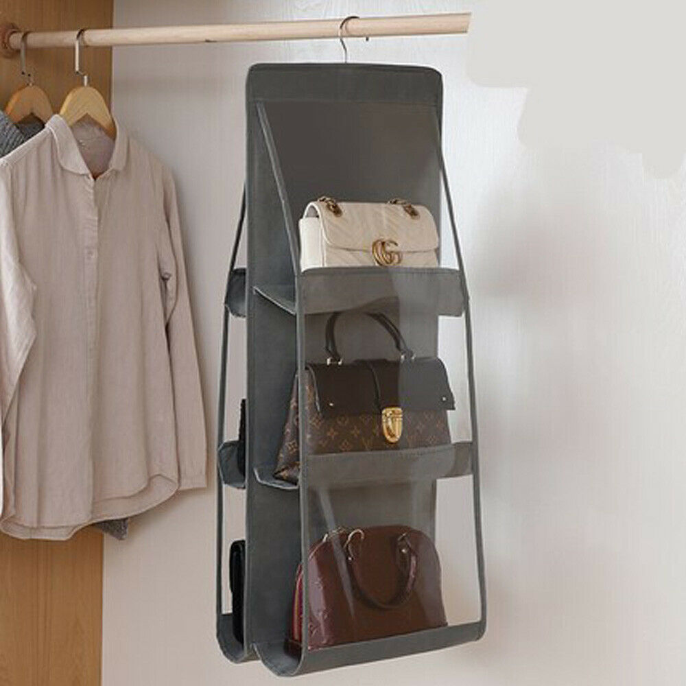 Packing Organizers Solid 6 Pocket Folding Hanging Handbag Storage Organizer