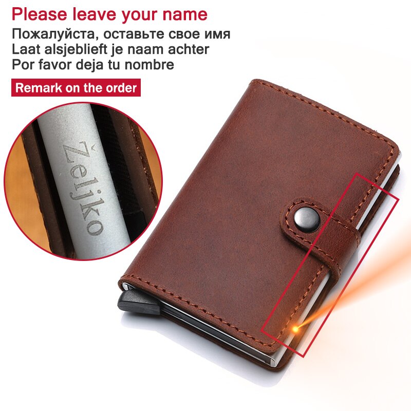 Genuine Leather Men's Business Wallet, ID Card & Credit Card Holder