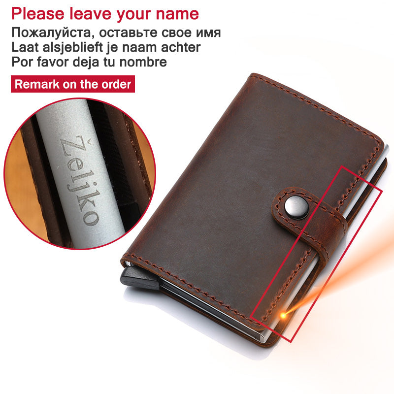 Genuine Leather Men's Business Wallet, ID Card & Credit Card Holder