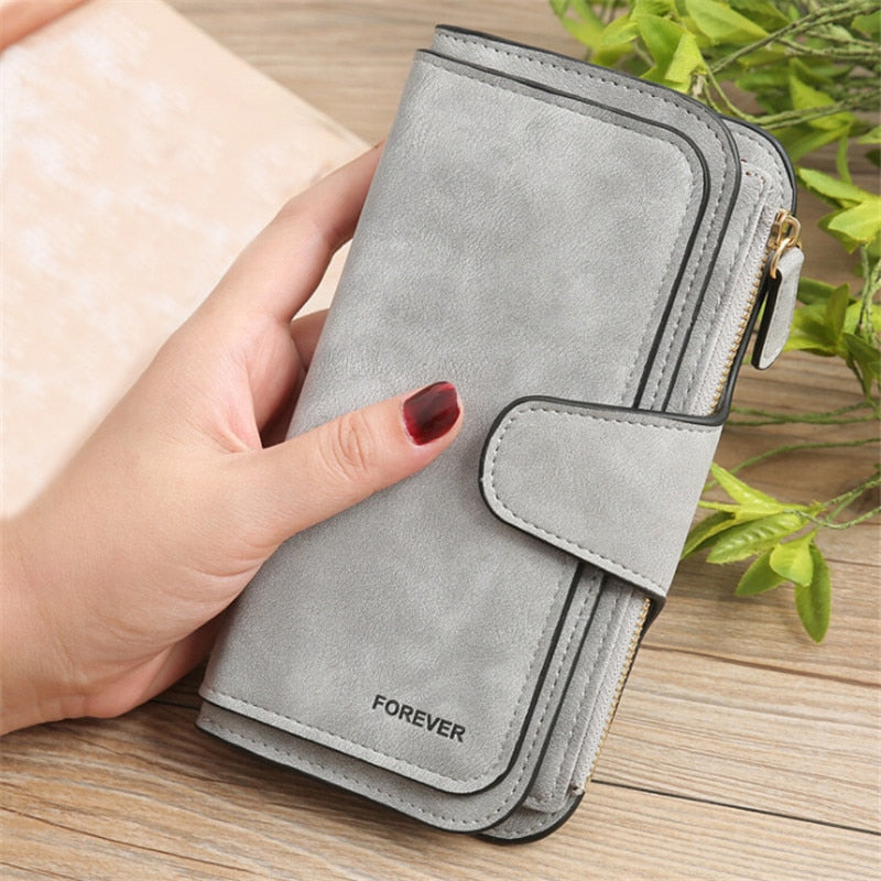 Women's Scrub Leather Wallet Brand Coin Purse & Snap Card Holder