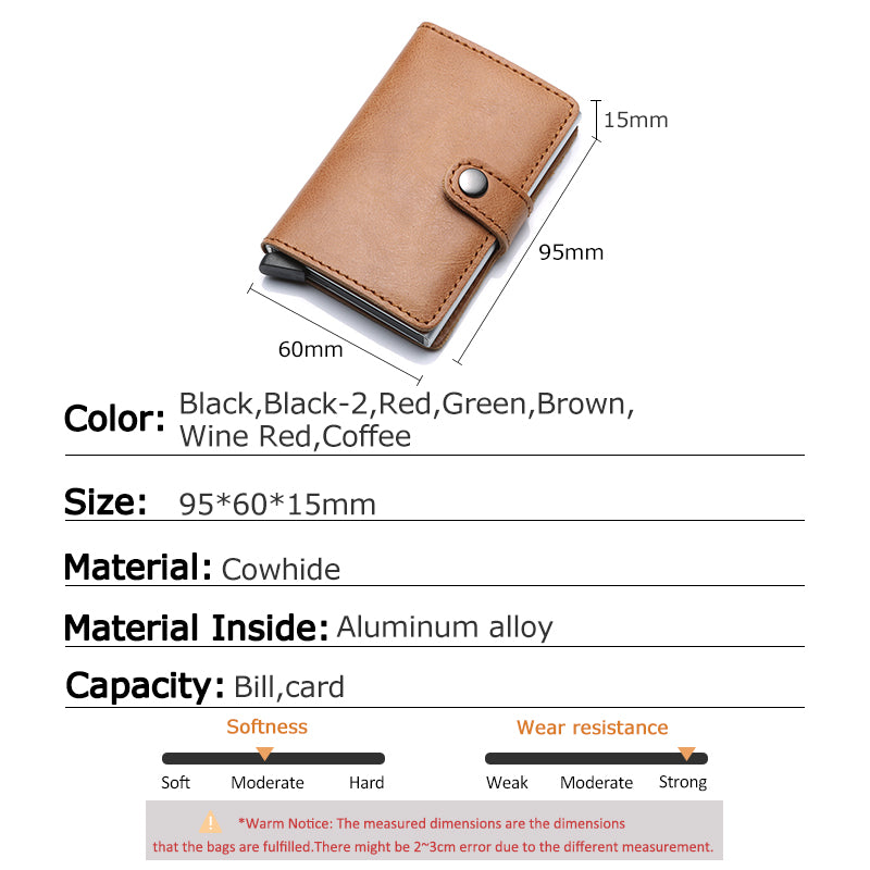 Genuine Leather Men's Business Wallet, ID Card & Credit Card Holder