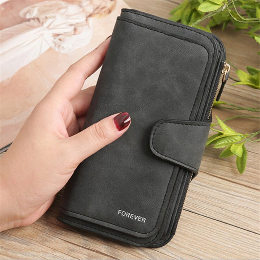 Women's Scrub Leather Wallet Brand Coin Purse & Snap Card Holder
