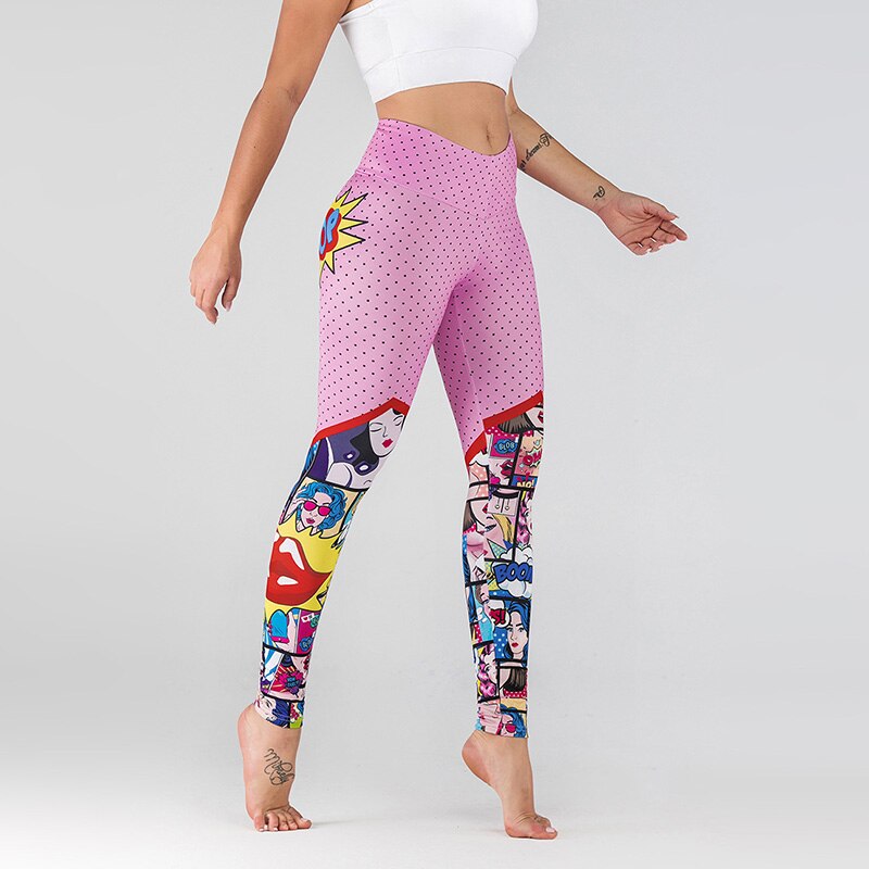 Womens High Waist Workout Leggings With Fashion Printing
