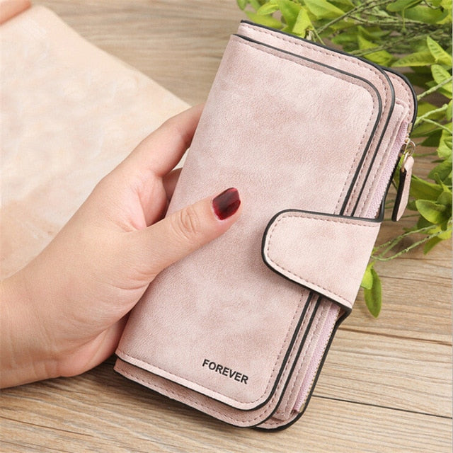 Women's Scrub Leather Wallet Brand Coin Purse & Snap Card Holder