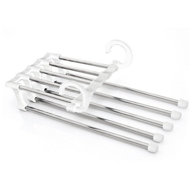 Multi-function Pants Hanger 5 Tier Portable Stainless Steel Pants Racks, Trousers Hanger & Clothing Storage Organization