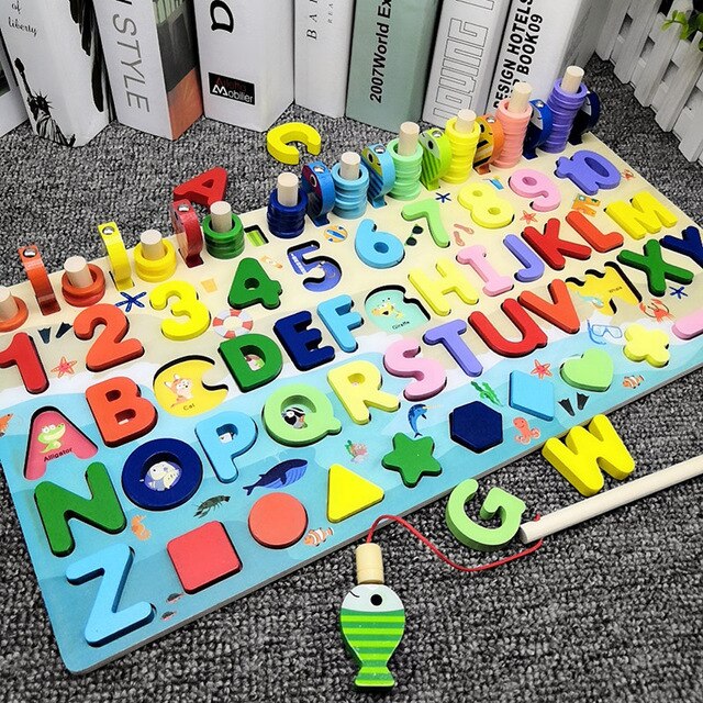 Montessori Educational Wooden Toys Geometric Shape Cognition Puzzle Toys Math Toys Early Educational Toys for Children
