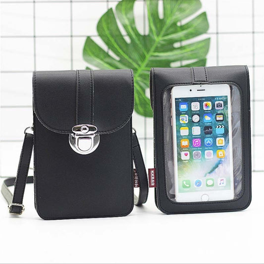 SUBIN Women's Leather Cell Phone Touch screen Shoulder Wallet Case With Neck Strap