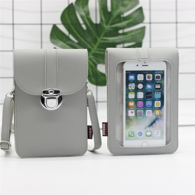 SUBIN Women's Leather Cell Phone Touch screen Shoulder Wallet Case With Neck Strap
