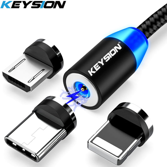KEYSION LED Magnetic USB Cable Fast Charging Type C Cable Magnet Charger  Micro USB Phone Cable