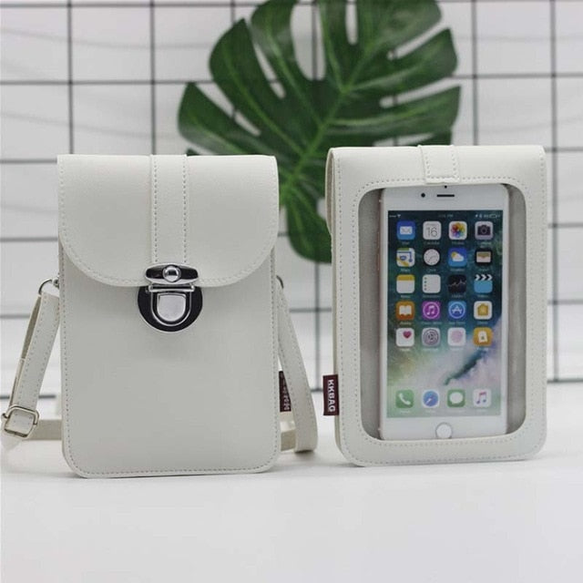 SUBIN Women's Leather Cell Phone Touch screen Shoulder Wallet Case With Neck Strap