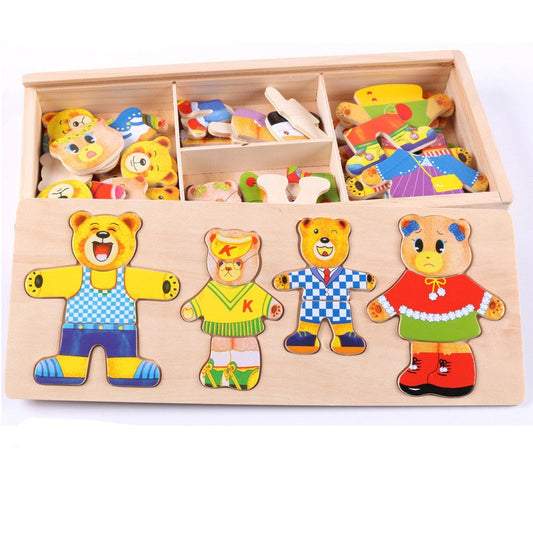 Wooden Box Educational Baby Puzzle Gift Toy Set For Kids