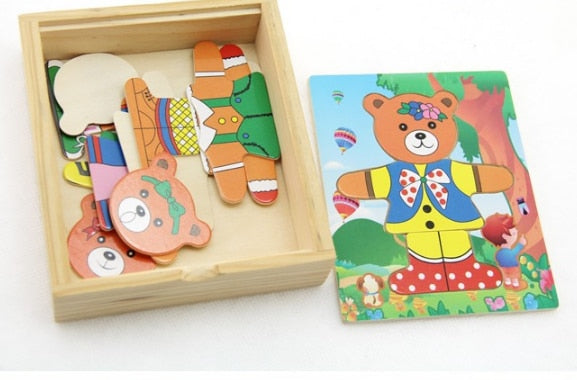 Wooden Box Educational Baby Puzzle Gift Toy Set For Kids