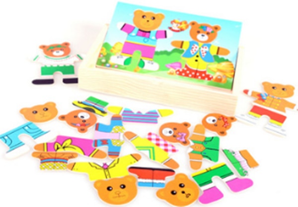Wooden Box Educational Baby Puzzle Gift Toy Set For Kids
