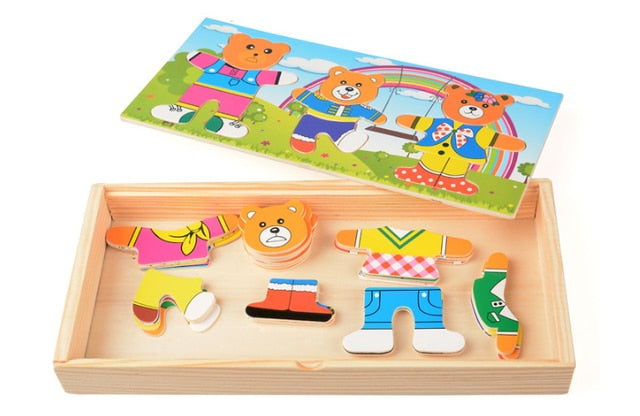 Wooden Box Educational Baby Puzzle Gift Toy Set For Kids