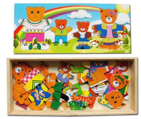 Wooden Box Educational Baby Puzzle Gift Toy Set For Kids