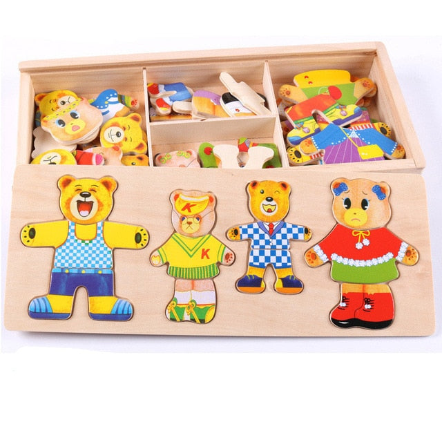 Wooden Box Educational Baby Puzzle Gift Toy Set For Kids