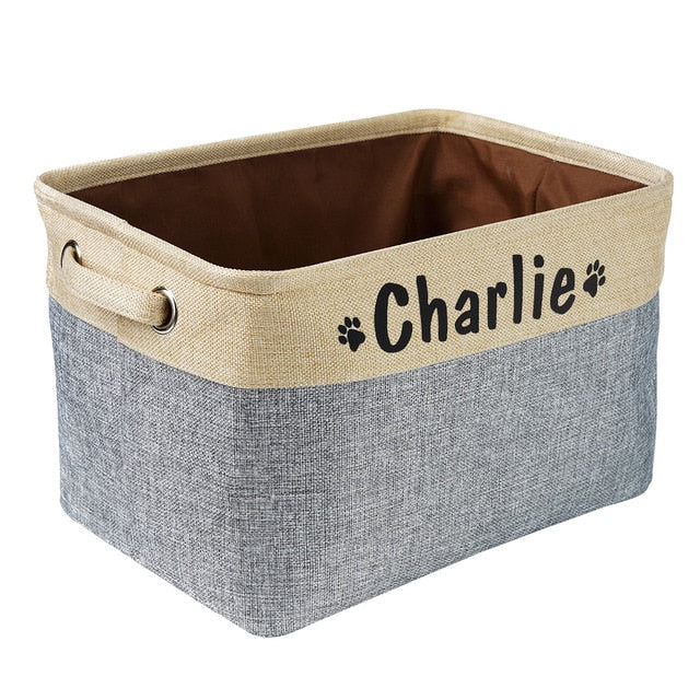 Personalized Pet Dog Canvas Foldable Linen Storage Basket For Storage of Dog Accessories & Pet Supplies