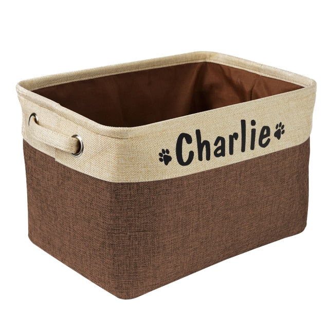 Personalized Pet Dog Canvas Foldable Linen Storage Basket For Storage of Dog Accessories & Pet Supplies