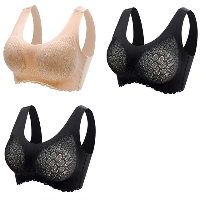 Women's Wire Free Latex  Seamless Bras Push Up Bralette With Padded Vest Top Bra