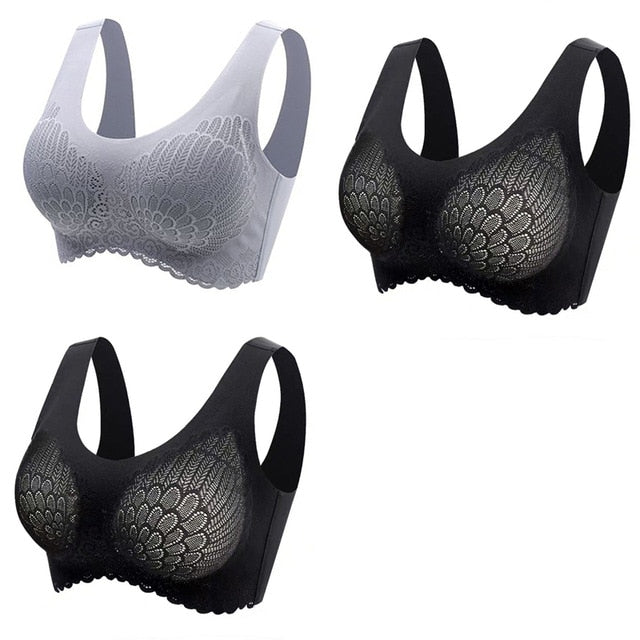 Women's Wire Free Latex  Seamless Bras Push Up Bralette With Padded Vest Top Bra