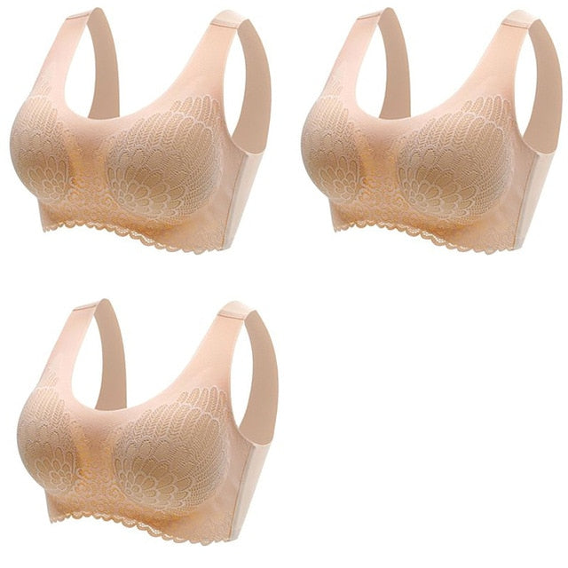 Women's Wire Free Latex  Seamless Bras Push Up Bralette With Padded Vest Top Bra
