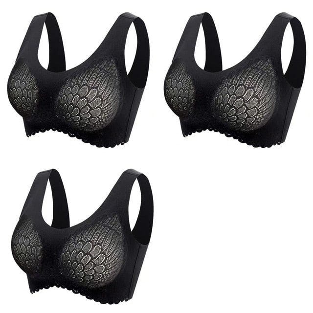 Women's Wire Free Latex  Seamless Bras Push Up Bralette With Padded Vest Top Bra