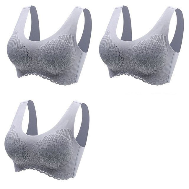Women's Wire Free Latex  Seamless Bras Push Up Bralette With Padded Vest Top Bra
