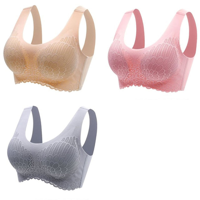 Women's Wire Free Latex  Seamless Bras Push Up Bralette With Padded Vest Top Bra