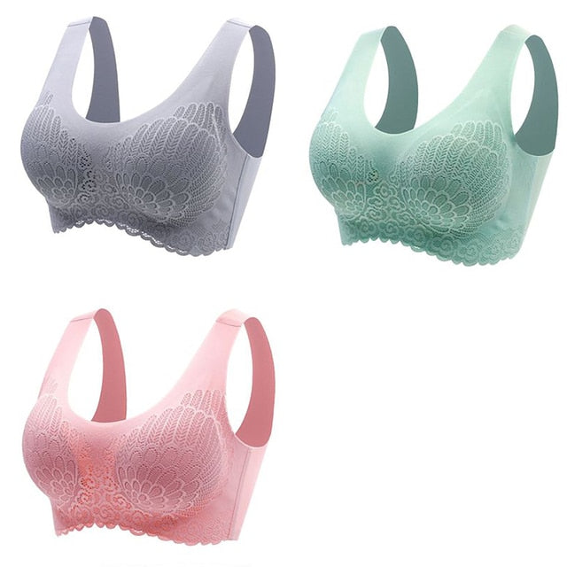 Women's Wire Free Latex  Seamless Bras Push Up Bralette With Padded Vest Top Bra