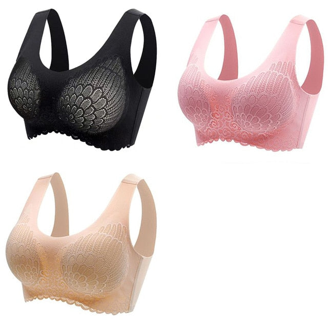 Women's Wire Free Latex  Seamless Bras Push Up Bralette With Padded Vest Top Bra