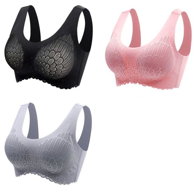 Women's Wire Free Latex  Seamless Bras Push Up Bralette With Padded Vest Top Bra