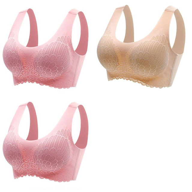 Women's Wire Free Latex  Seamless Bras Push Up Bralette With Padded Vest Top Bra