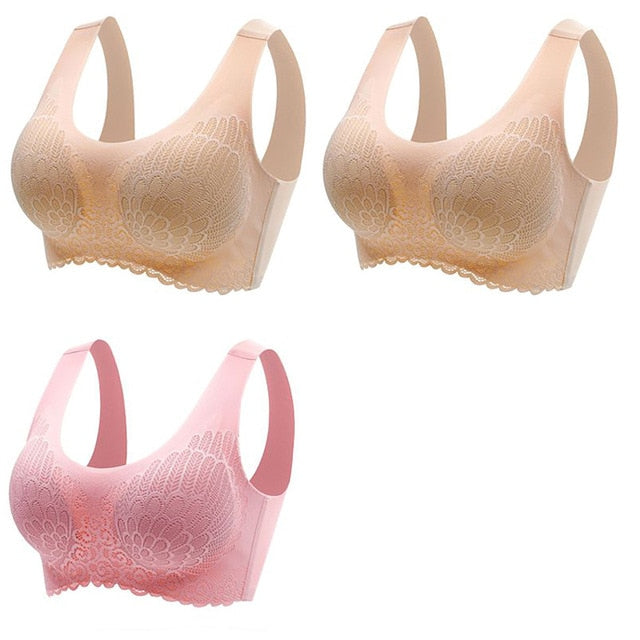 Women's Wire Free Latex  Seamless Bras Push Up Bralette With Padded Vest Top Bra