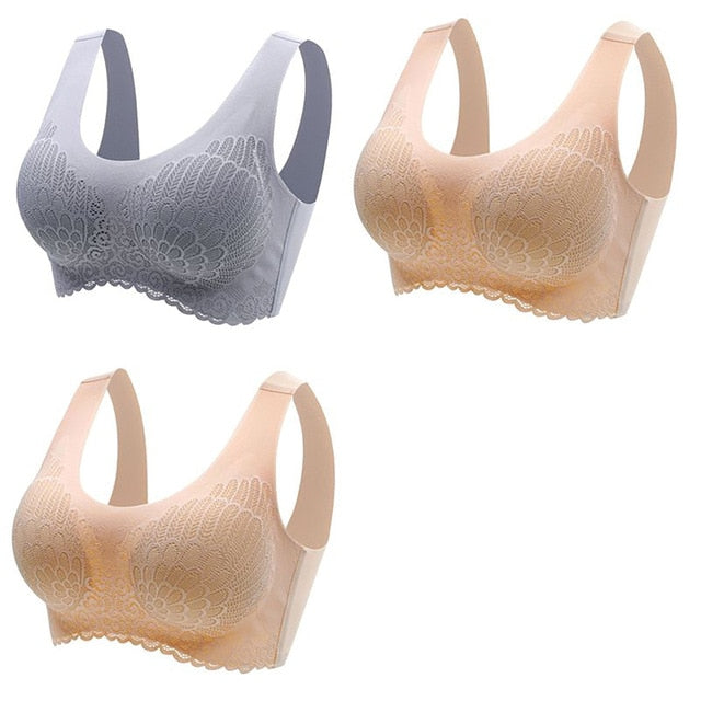 Women's Wire Free Latex  Seamless Bras Push Up Bralette With Padded Vest Top Bra