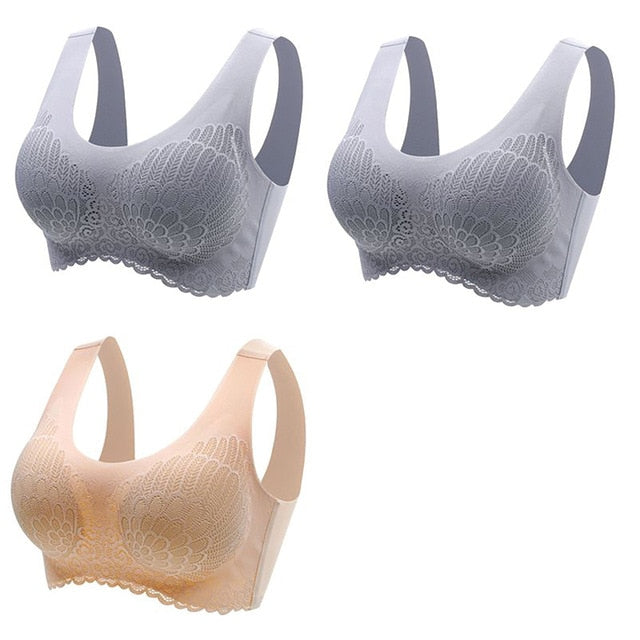 Women's Wire Free Latex  Seamless Bras Push Up Bralette With Padded Vest Top Bra