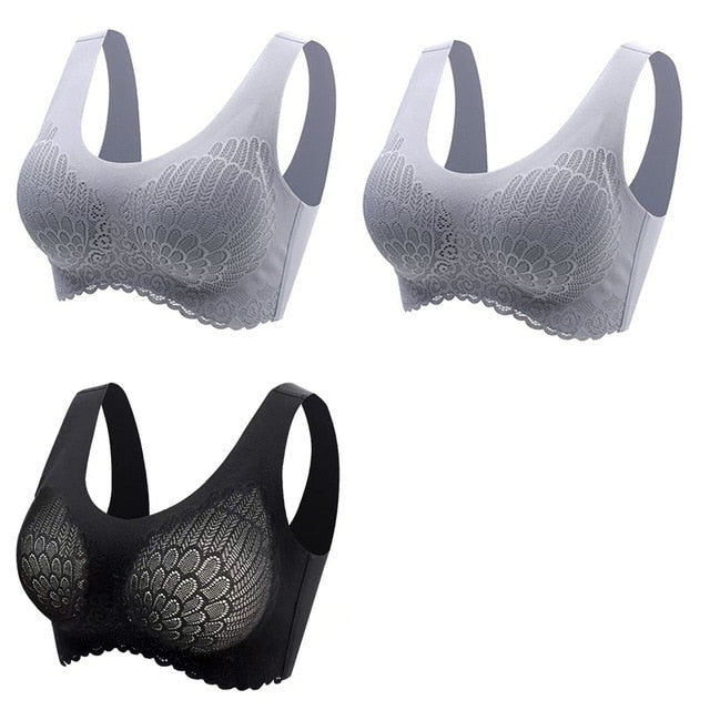 Women's Wire Free Latex  Seamless Bras Push Up Bralette With Padded Vest Top Bra