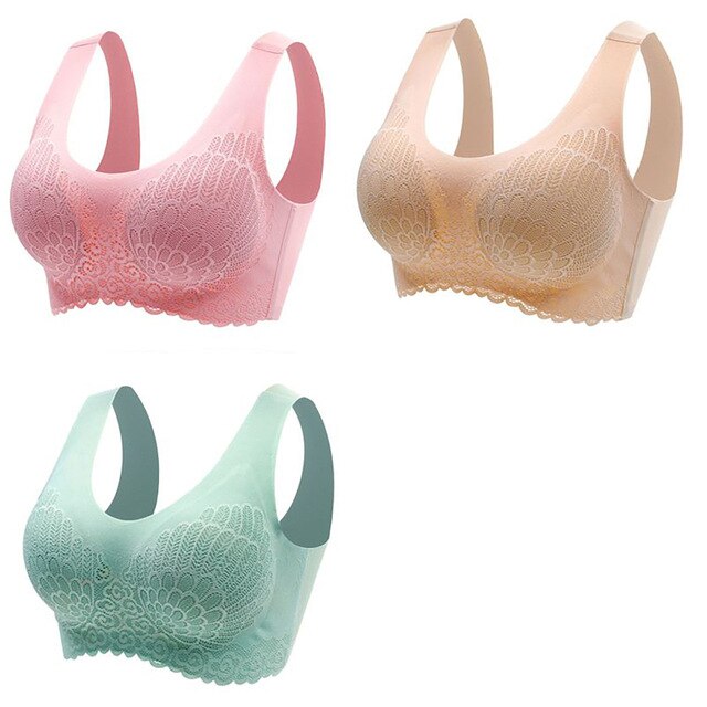 Women's Wire Free Latex  Seamless Bras Push Up Bralette With Padded Vest Top Bra