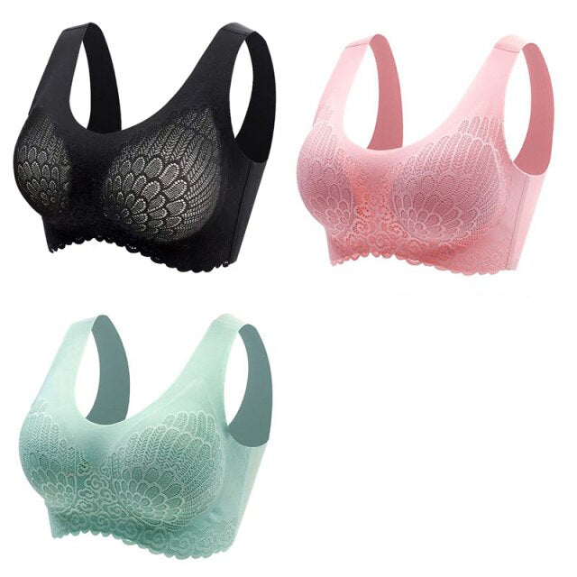 Women's Wire Free Latex  Seamless Bras Push Up Bralette With Padded Vest Top Bra