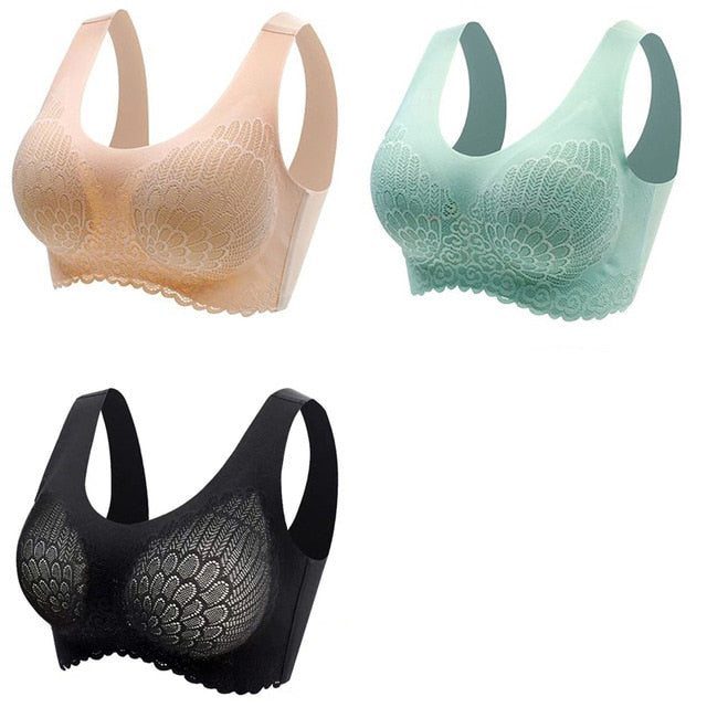 Women's Wire Free Latex  Seamless Bras Push Up Bralette With Padded Vest Top Bra