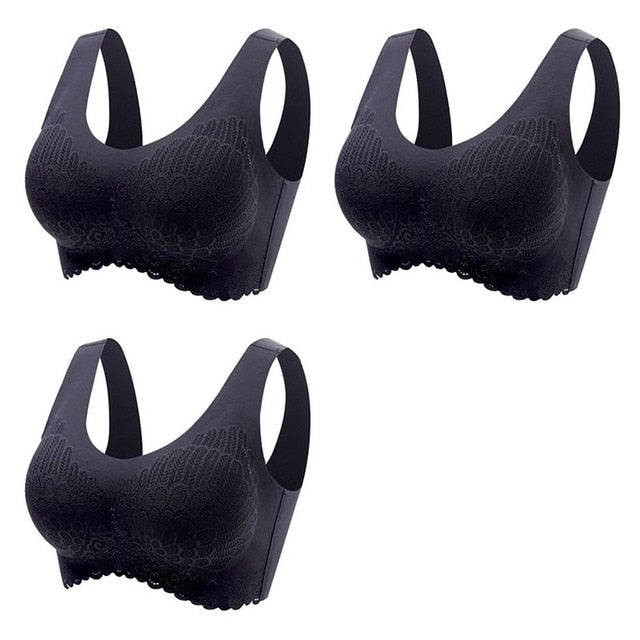 Women's Wire Free Latex  Seamless Bras Push Up Bralette With Padded Vest Top Bra