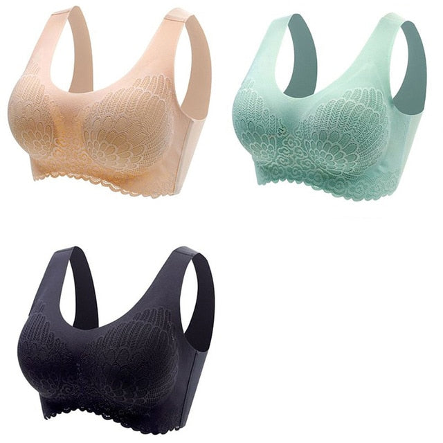 Women's Wire Free Latex  Seamless Bras Push Up Bralette With Padded Vest Top Bra