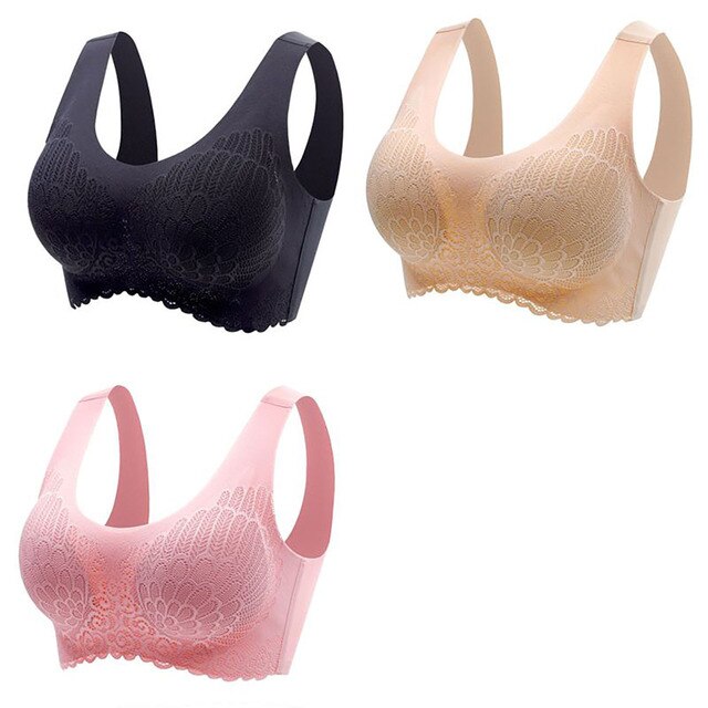 Women's Wire Free Latex  Seamless Bras Push Up Bralette With Padded Vest Top Bra