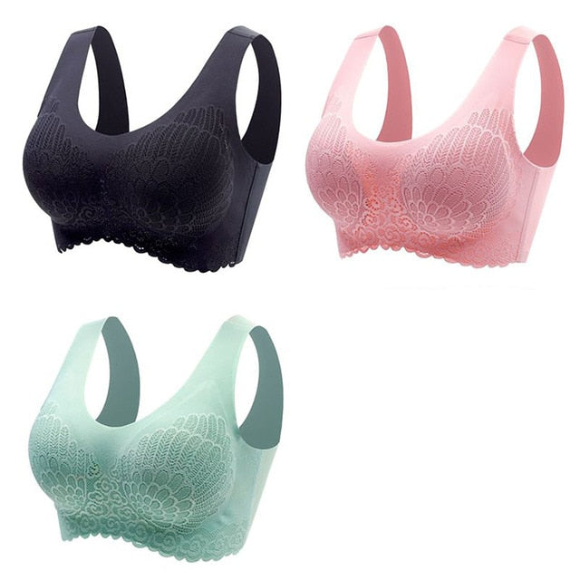Women's Wire Free Latex  Seamless Bras Push Up Bralette With Padded Vest Top Bra