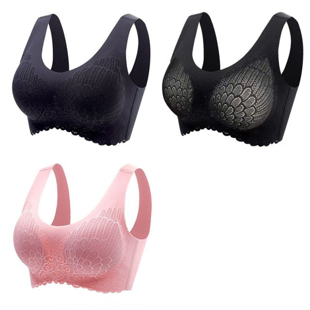 Women's Wire Free Latex  Seamless Bras Push Up Bralette With Padded Vest Top Bra