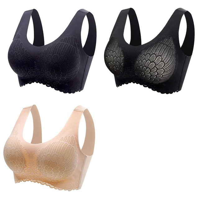 Women's Wire Free Latex  Seamless Bras Push Up Bralette With Padded Vest Top Bra